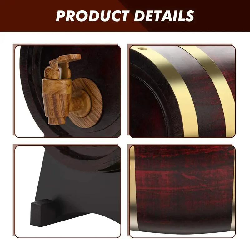 Product Introduction of 1L/1.5L/3L Wood Wine Barrel Vintage Oak Beer Brewing Accessories Whiskey Storage Container Home Decoration Wine Bar Tools 5