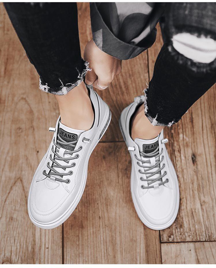 Product Introduction of 2025 Men's Shoes Spring and Autumn 2025 New Casual Leather Shoes Men's Small White Flat Shoes Teenagers Versatile Summer Sports White Shoes 11
