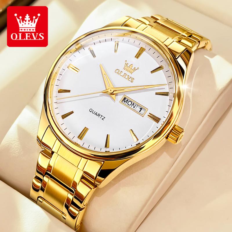 OLEVS Đồng hồ nam chính hãng thạch anh dây thép không gỉ dạ quang chống nước 6898 Đeo Tay Watch