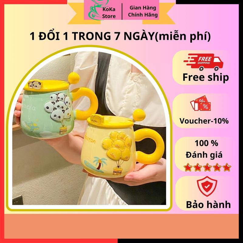 Cốc sứ quai chùm bóng, ly uống nước cafe kute dễ thương hài hước, đồ quà tặng sinh nhật người kèm nắp thìa cực chill 1