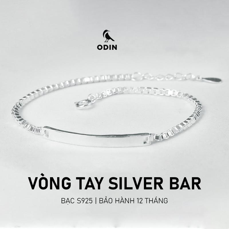  Vòng tay bạc S925 ODIN Silver Bar - Phong cách tối giản - Tặng kèm nước rửa Bạc   Khăn lau   Hộp đựng 