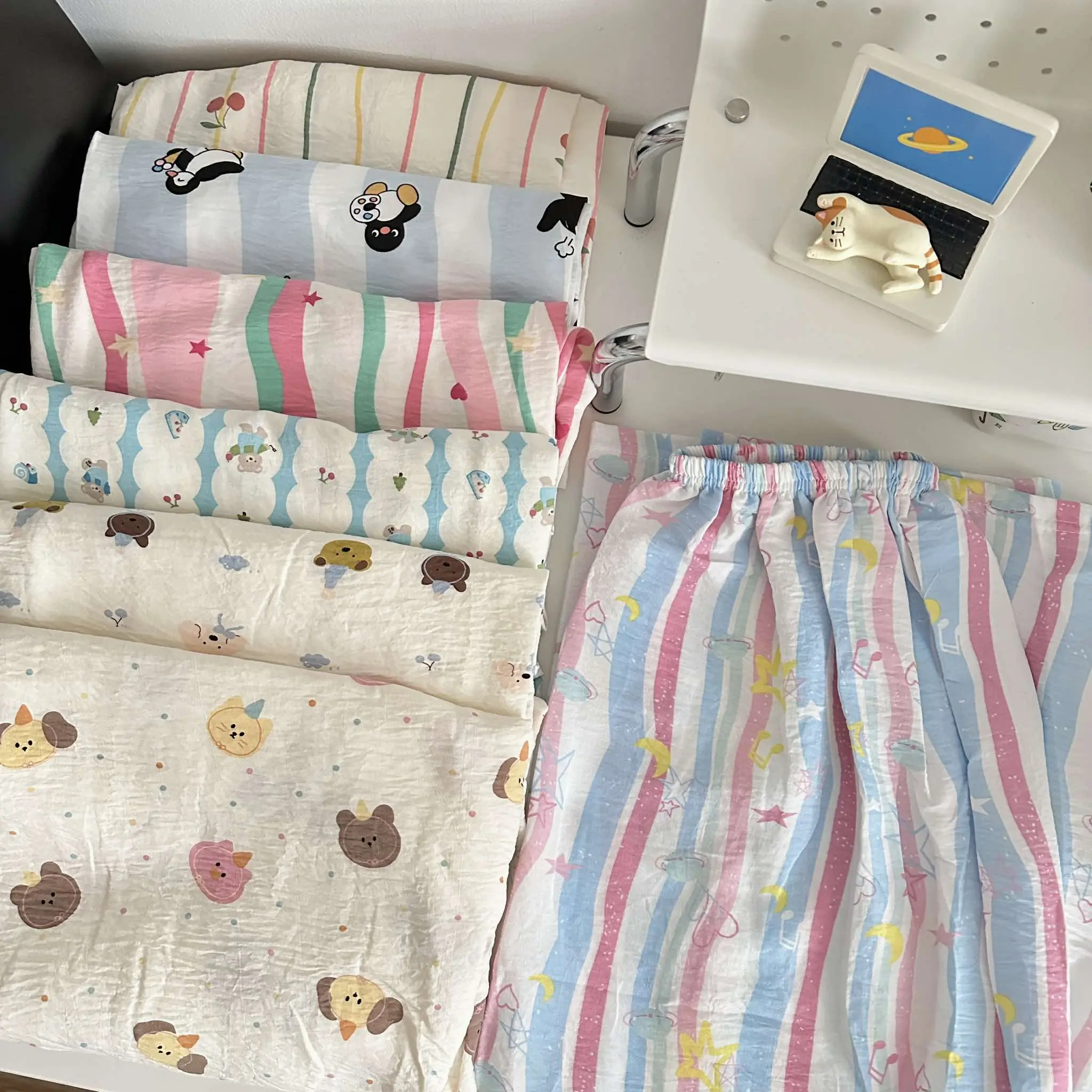 Quần ngủ Nữ ống rộng, quần pijama đũi xốp mỏng nhẹ dễ thương