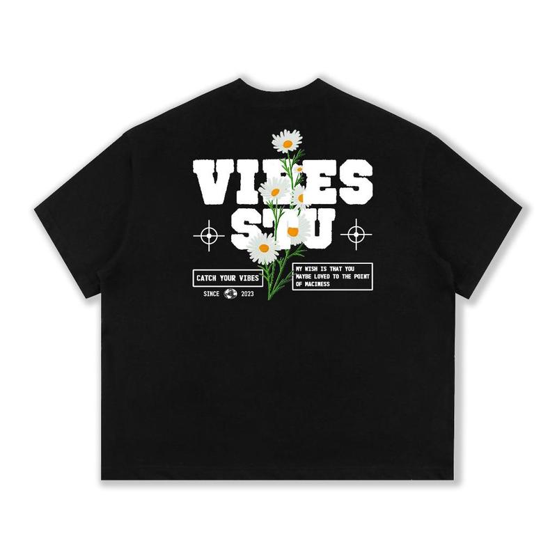 Áo Thun Local Brand VIBESTU " Daisy Flower " Form Big Boxy Rộng Unisex 250Gsm 100% Cotton 240GMS Sản phẩm Women Women 1