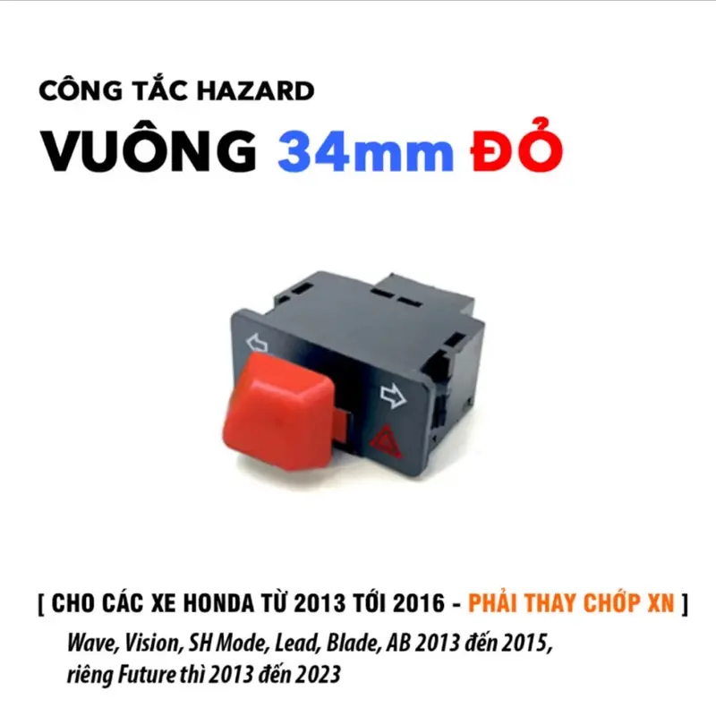 Công tắt HAZARD màu đỏ xe máy (hàng chuẩn) 6