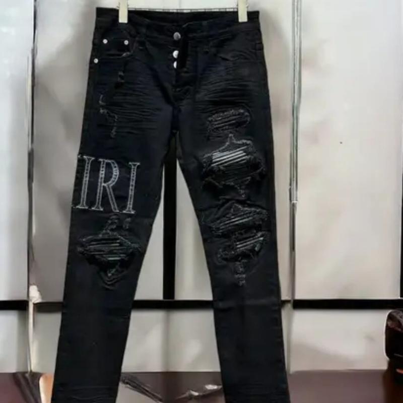 Quần jean nam boy phố thêu chữ vá da đen 4 nút dày dặn co giãn,mẫu mới GIN MAN STORE Pants Menswear Có Túi