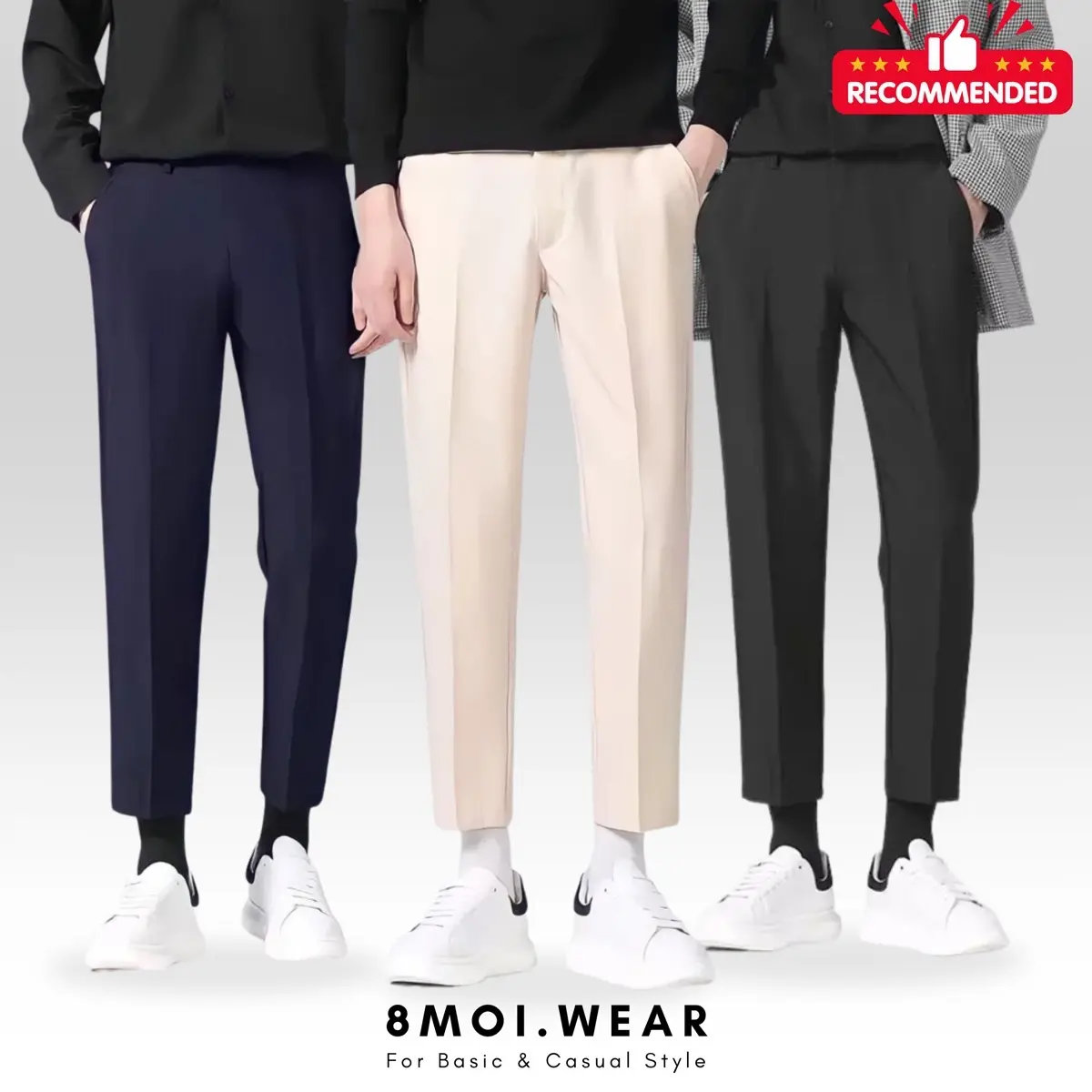 8MoiWear Celana Ankle Pants Cowok Slimfit Elastis Keren Melar