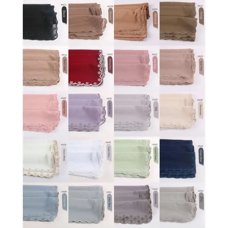 Embroidered Pearl Chiffon Scarf Embroidered Headscarf Silk Scarf Gauze Scarf pashmina