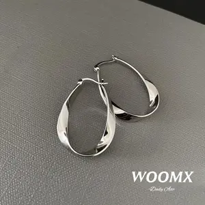 [Woomx] Anting Emas Perak Oval Tidak Teratur Wanita Minimalis Modis Elegan A495