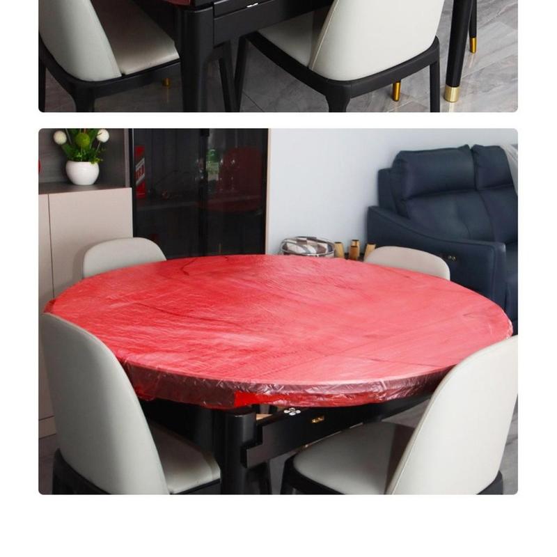Product Introduction of 10pcs Universal 1.2/1.4/1.6/1.8M Disposable Drawstring Table Cover Waterproof Oil-proof Disposable Tablecloth Thickened Red Round Tablecloths Party Wedding Picnic 35