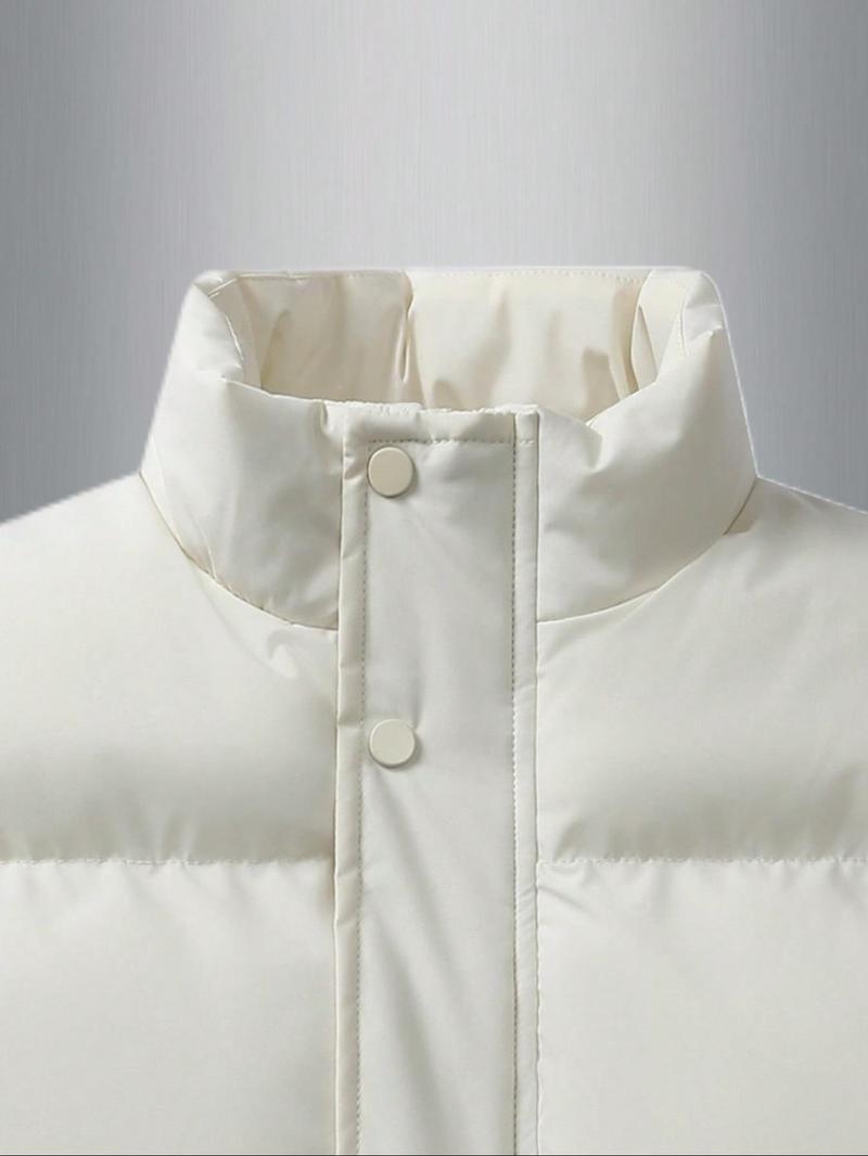 Product Introduction of Men's Solid Zip Up Funnel Neck Vest Jacket, Regular Fit Casual Pocket Design Thermal Lined Gilet for Fall & Winter, Men's Outerwear for Daily Wear 6