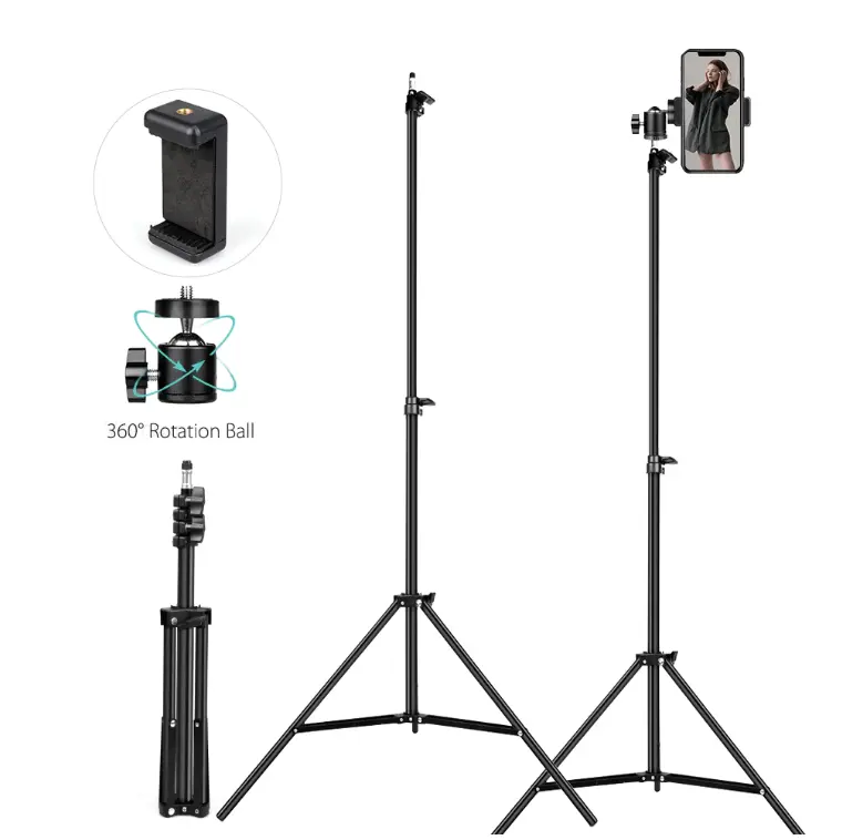 Tripod Stand 1.6 M Meter Dengan MiniBall Dan Holder U Untuk Handphone Dan Kamera aluminium panjang Tripot