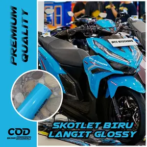 Stiker Skotlet Biru Langit Glossy Sky Blue Premium Variasi Motor Body SepedaMotor Moge Sport Vespa