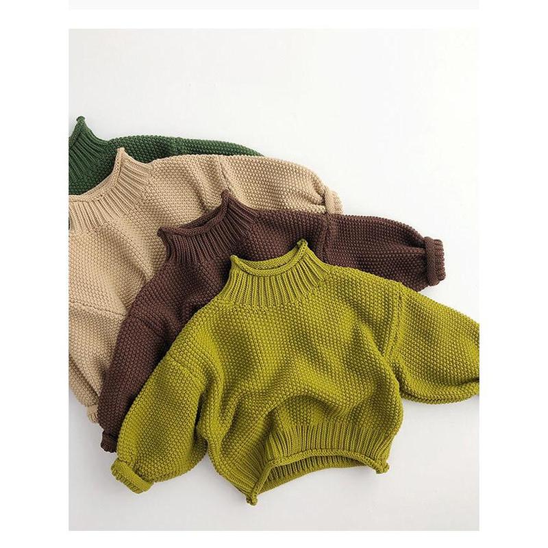 Product Introduction of Winter Kids Sweater Vintage Boys Knitwear Solid Turtleneck Girls Sweaters 2