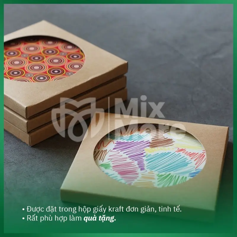 Đế lót ly, lót cốc vải nỉ 4 lớp, đá gốm cao cấp Roplus Coffee thấm nước tốt, dày dặn Mixmore 2