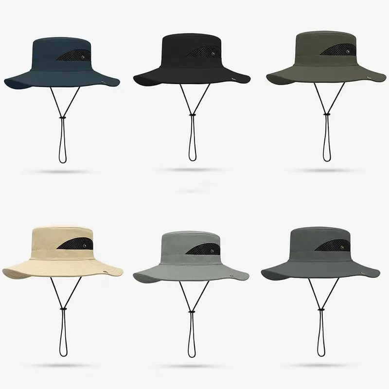 Unisex Outdoor Sun Hat, Wide Brim Sun Hat with Adjustable Rope, Waterproof & Sun Protection Hat for Fishing Hiking Camping Adventure 8