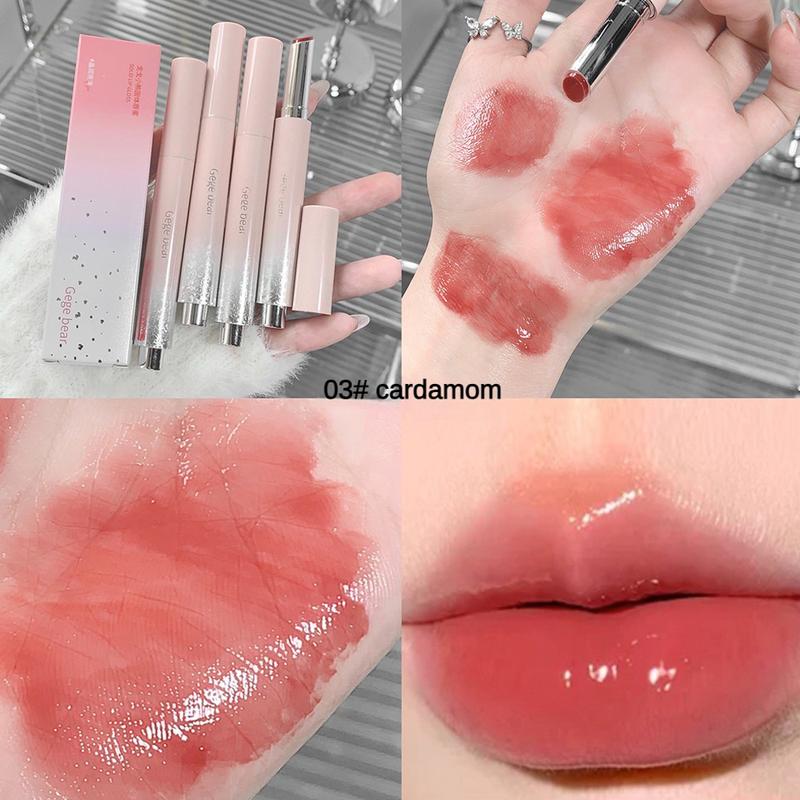 Gege Bear Jelly Solid Lip Gloss Cute Hydrating Mirror Red Brown Lipstick Clear Moisturizing Lips Tint Nature Nude Lip Makeup Cosmetics 5