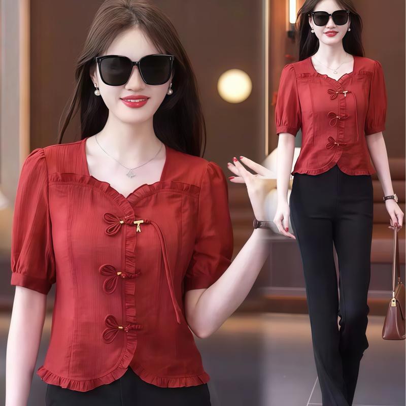Áo kiểu nữ,áo sơ mi nữ ngắn tay cổ bèo chất Tơ Hàn full 4 màu mùa hè Hàn Quốc Sam Luxury Women Top Voi Shirt