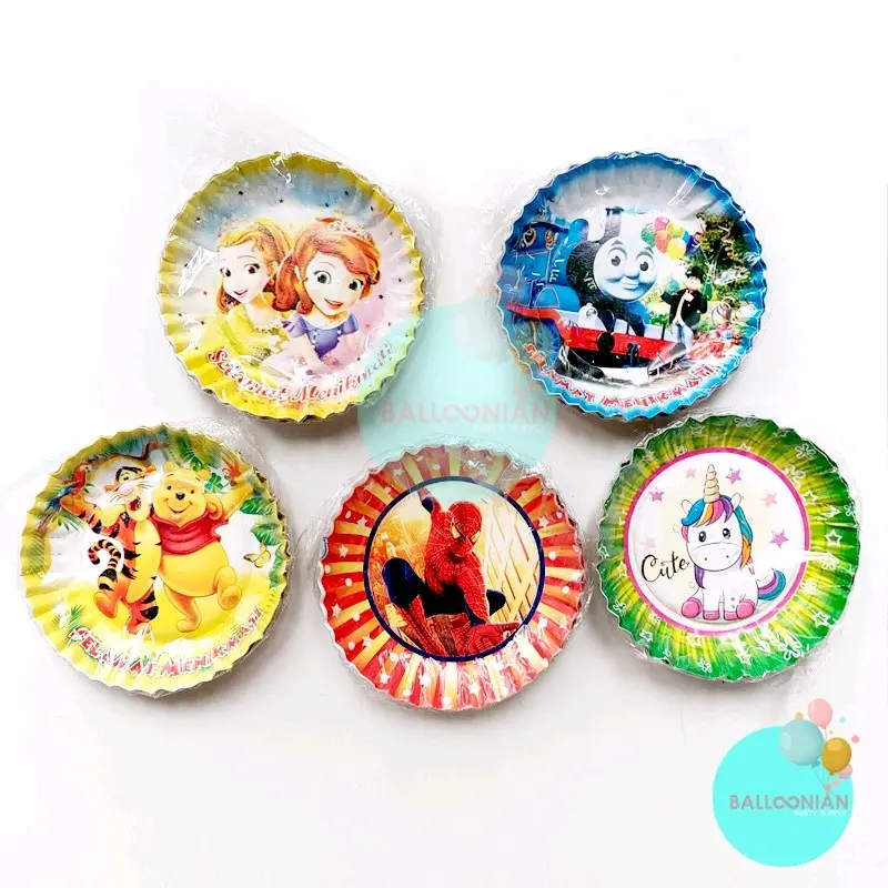 Piring Kertas Karakter/Piring Kue Ulang Tahun/Piring Kecil 12cm/Disposable Plates