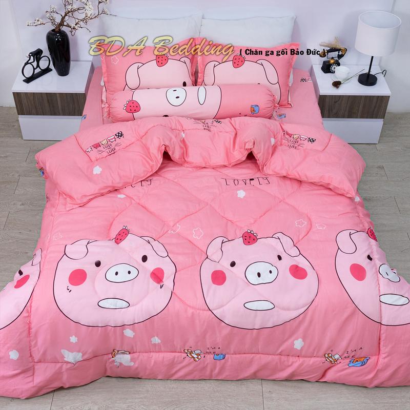 Chăn Phao Trần Bông Siêu Nhẹ 1m8x2m Cotton Mềm Màu Hồng Chăn Mùa Đông Ấm