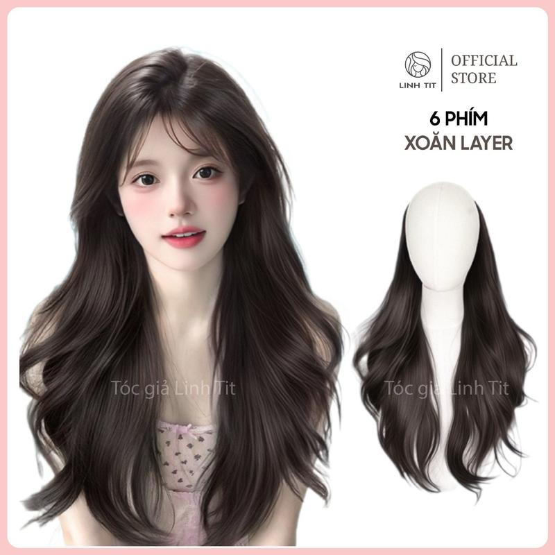 [ BẢN NÂNG CẤP 2025 ] Tóc kẹp nối 6 phím dáng XOĂN LAYER độ dài 40-45cm chất tơ lụa cao cấp CHỐNG RỐI - Toc Gia Linh Tit