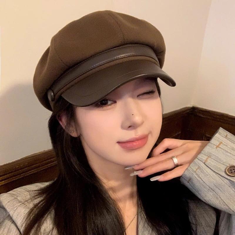 BD140 Mũ Nồi Nón Beret Vành Da Cao Cấp Phong Cách Hàn Quốc Cho Nữ Hat Cap