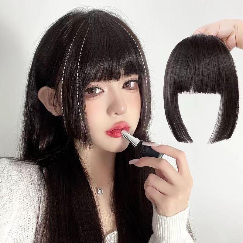 Product Introduction of Wig Female Bangs Artificial Sweet Cool Princess Cut Wig Set Natural Forehead Bangs Head Weft Square round Face Fake Bangs 1