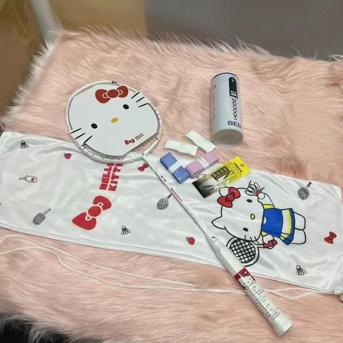 Vợt cầu lông Hello Kitty, bền, carbon, siêu nhẹ, dành cho học sinh, nữ thần, độ đàn hồi cao, vật liệu carbon, ra mắt vào năm 2025