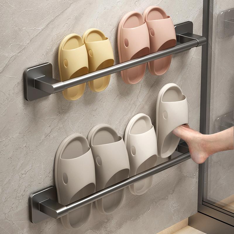 Bathroom Slipper Rack No Punching Wall Mounted Slipper Storage Rack Bedroom Shower Room Bath Slippers Hanger Babouche Organizer 1