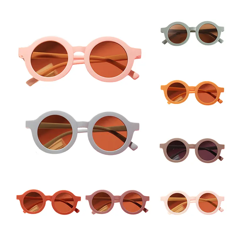 Little Kids Summer Sunglasses, Matte Retro Splice Round Frame Anti-UV Sunglasses, UV400 Outdoor Sunglasses for Boys, Girls