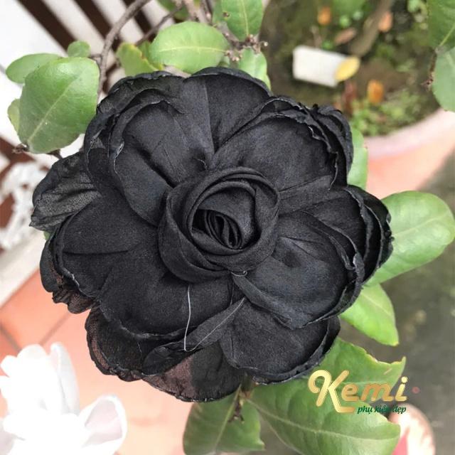 Hoa cài áo có ghim sẵn hoa thược dược voan tơ kích thước 10cm chất vải voan mềm cài áo váy, trang trí phụ kiện thời trang 3