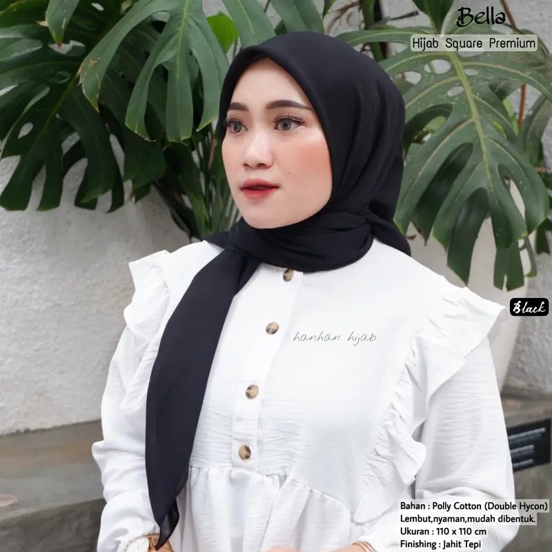 Hanhan Hijab - (100K Get 5) Bella Square Premium Jahit Tepi (Segiempat Bella Premium Jahit Tepi) 6