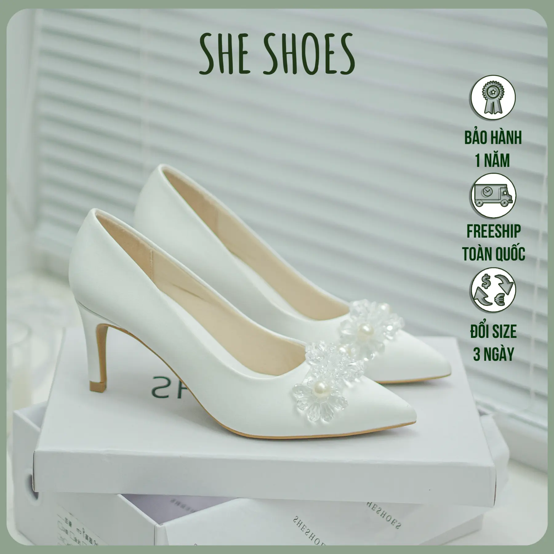 GIÀY CƯỚI LỤA SATIN KẾT PHA LÊ 6 PHÂN ĐỘC QUYỀN BỞI SHESHOES ( NEW ARRIVAL)- GC06002