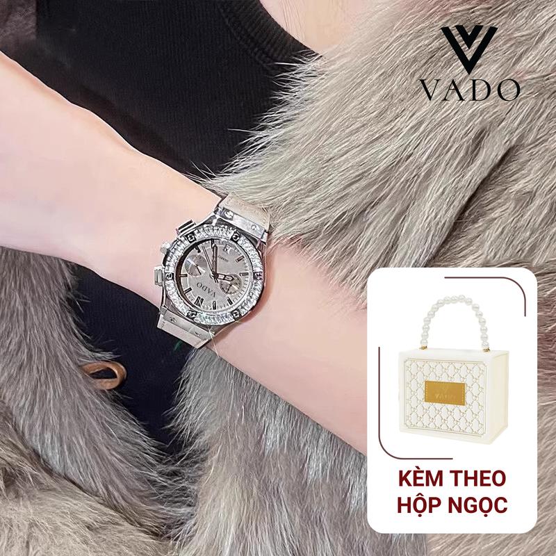 [DÀNH CHO NỮ]  Đồng hồ mặt tròn số đính đá sang trọng, hỗ trợ kháng nước - VADO DH2
