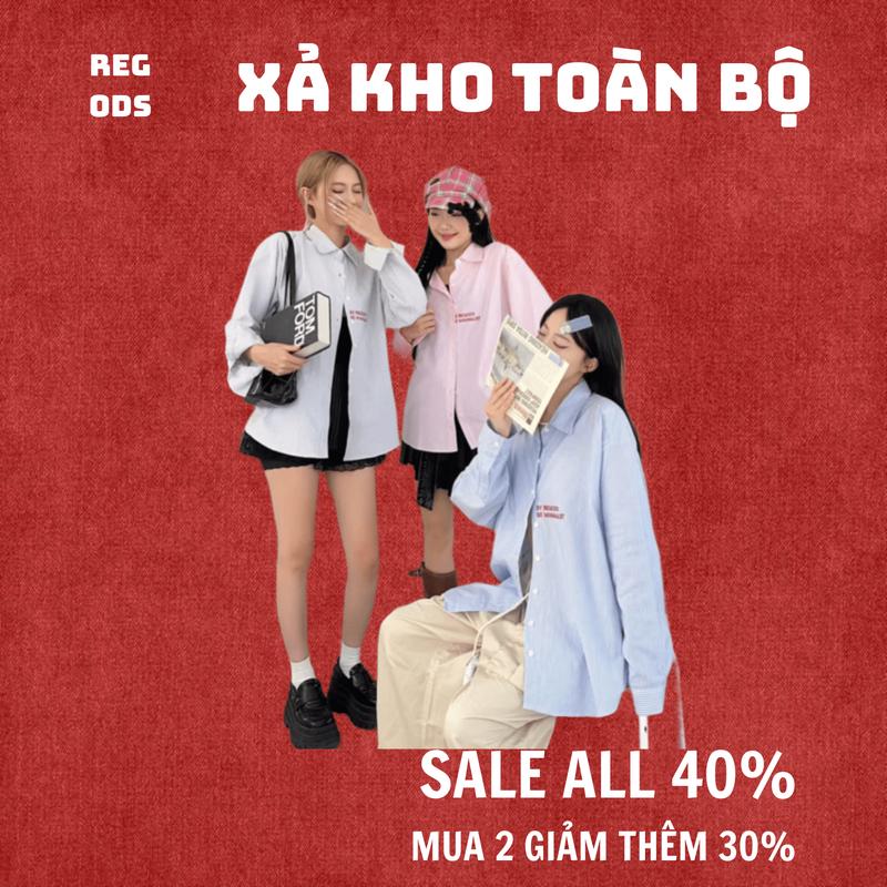 Áo sơ mi tay dài oxford thêu REGODS form rộng unisex nam nữ - Shirt oxford be minimalist