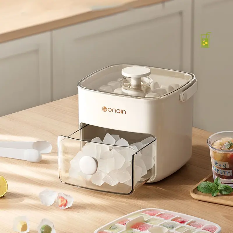 Khuôn Làm Đá Viên, Lưới Đá Ép, Dụng Cụ Hữu Ích Để Làm Đá, Lưu Trữ Dung Tích Lớn, Bảo Quản Đá, Tủ Lạnh Cấp Thực Phẩm Gia Dụng, Có Nắp Đậy