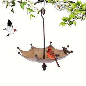 Umbrella Shaped Animal Bird Feeder, Creative Bird Food Dish, Garden Decoration for Outdoor Yard Lawn, Garden Decor Supplies