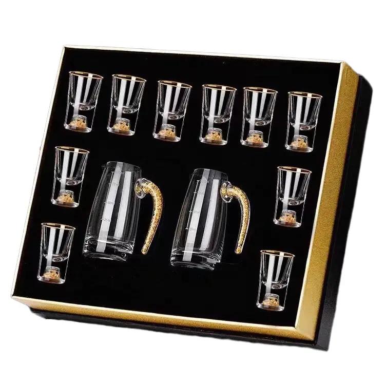 Bộ 10 Ly Và Bình Rót Uống Rượu Mạ Vàng 24K cao cấp
