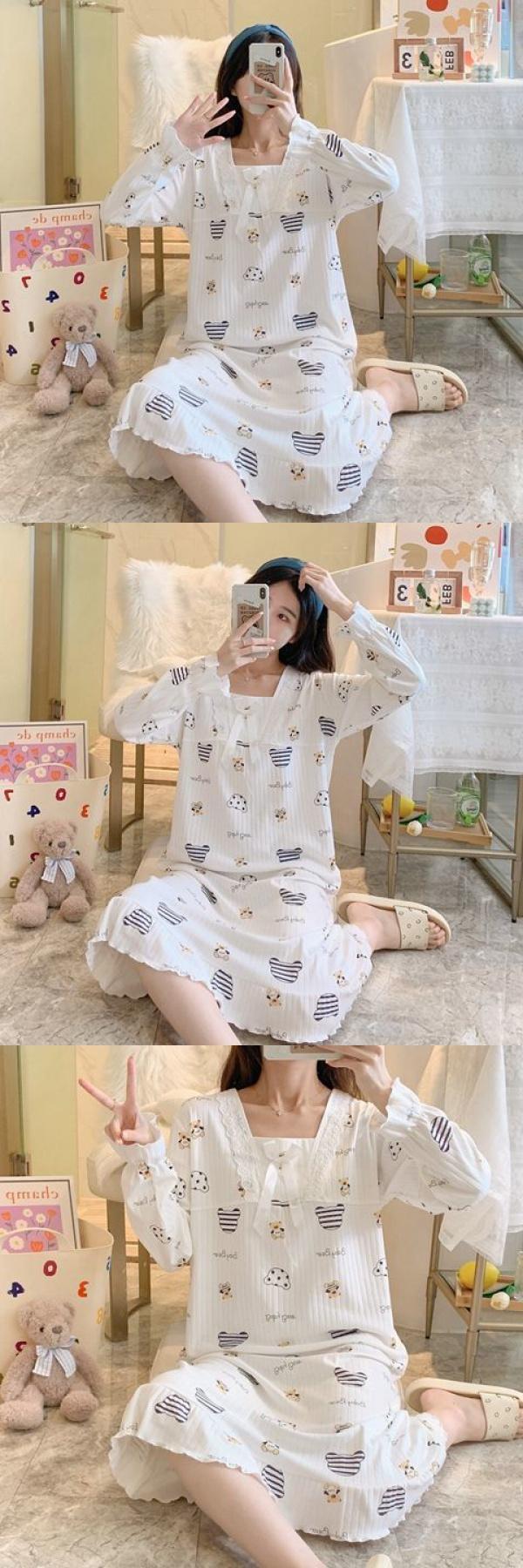 Product Introduction of Váy Ngủ Cho Nữ, Phong Cách Công Chúa Ren Mùa Thu, Dài Tay, Dễ Thương, Cỡ Lớn, Thích Hợp Cho Mùa Mùa Xuân Và Mùa Thu, Phong Cách Instagram, Thích Hợp Cho Học Sinh, Thiết Kế Hoạt Hình, Thích Hợp Cho Trang Phục Nhà Cửa Women Đầm Ngủ Dress Khuy 13