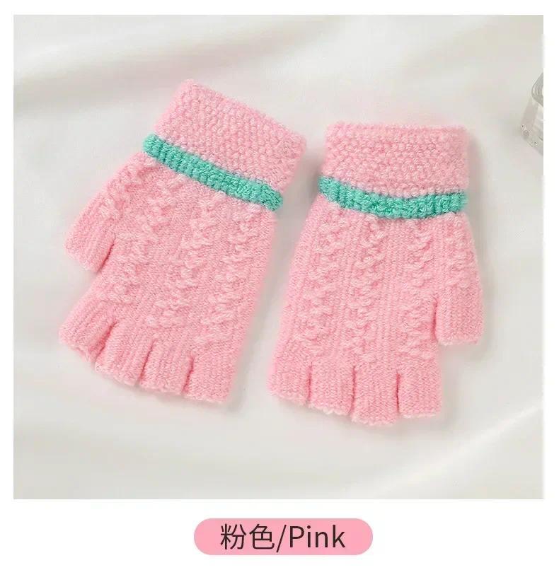 Product Introduction of Winter Warm Half Finger Gloves Jacquard Knitted Gloves for Students Writing Kids Fingerless Gloves Children Boys Girls 4-8T 10