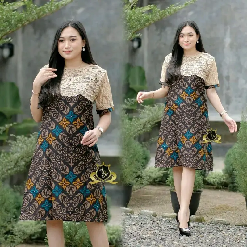Baju Setcouple Brokat Songket New Dress Brukat dan Kemeja Batik Terbaru / Couple Natal 5