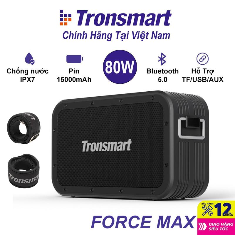 Loa Bluetooth 5.0 di động ngoài trời Tronsmart Force Max 80W, Âm thanh ba tần số, 2.2 kênh, TWS, Hiệu ứng EQ ba âm trầm, Thời gian phát tối đa 13 giờ, IPX6, Powerbank tích hợp - Bảo hành chính hãng 12 tháng Củ Loa Nghe Nhạc