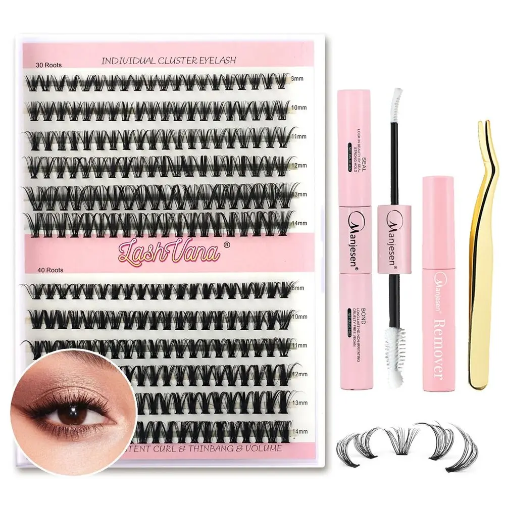 Natural Look DIY Eyelash Extension Kit Black Wispy Self Application DIY at Home 240Pcs Lash Clusters Lash Remover for for Beginners