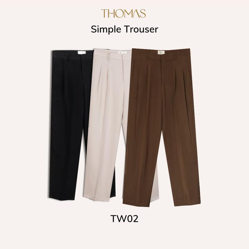 Quần Âu ống suông dáng đứng form vải dệt cao cấp Basic Trouser Cream Thomas TW02K