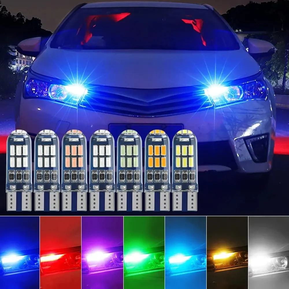 Waterproof Silicone T10 Led Bulb Park Light Car Dome Light W5W 194 168 15SMD 4014 Side Wedge Replacement Car Interior Light