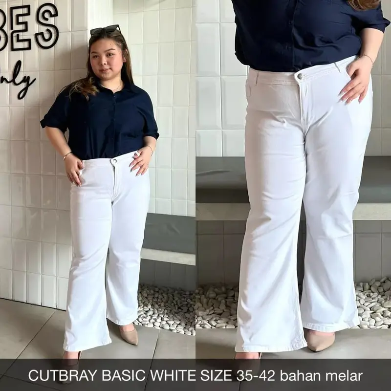 Celana Jeans Cutbray Wanita Super Jumbo Nyaman Variasi Panjang Denim Dewasa Cewek 6
