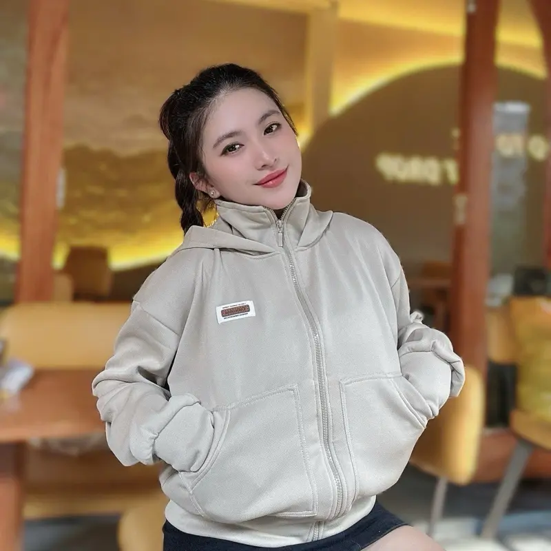 ÁO KHOÁC PHỐI LOGO 2 DA ( MKN CLOTHING ) Nữ Women Top Jacket 2