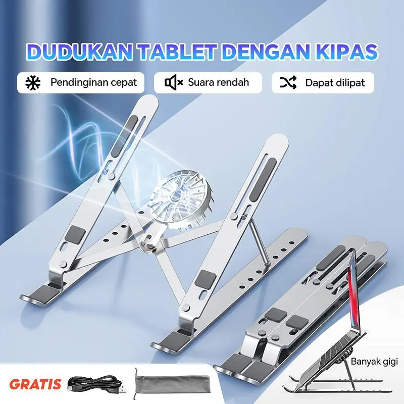 Rak laptop lipat aluminium 18 inci dengan fungsi pendinginan, dapat dilipat dan sudutnya dapat disesuaikan: cocok untuk pelajar dan pekerja jarak jauh yang bekerja dari rumah — memiliki kapasitas beban yang kuat dan dilengkapi dengan sistem pendinginan.