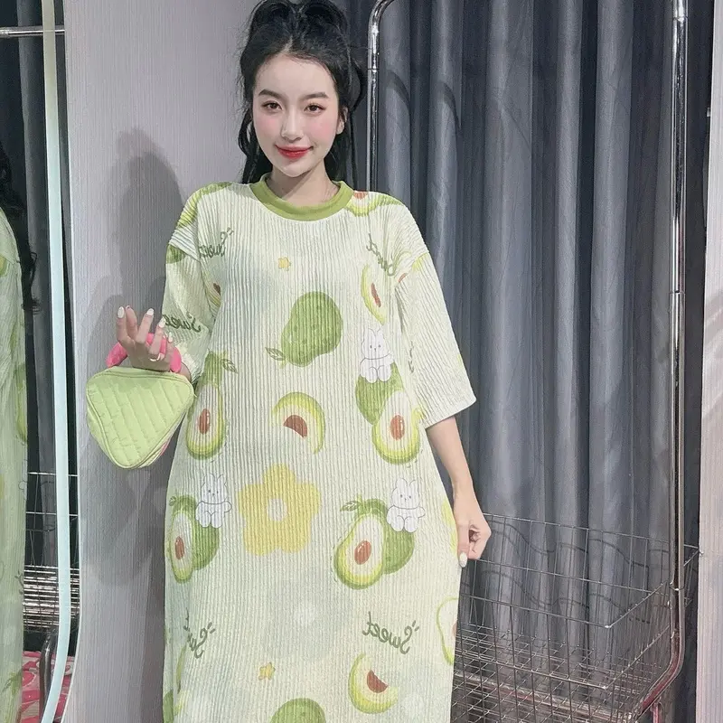 Đầm babydoll vải xốp hoạt hình cute A195 Nữ Dress Women Nhung Voi 2