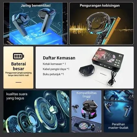 Headset Bluetooth TWS X15 COD X15 Gaming Earphone True Wireless Stereo Gaming earbud Tampilan Digital Nirkabel Bluetooth 5.3 Headset Stereo Olahraga Headphone In-Ear Tahan Air headset  full handsfree device 7