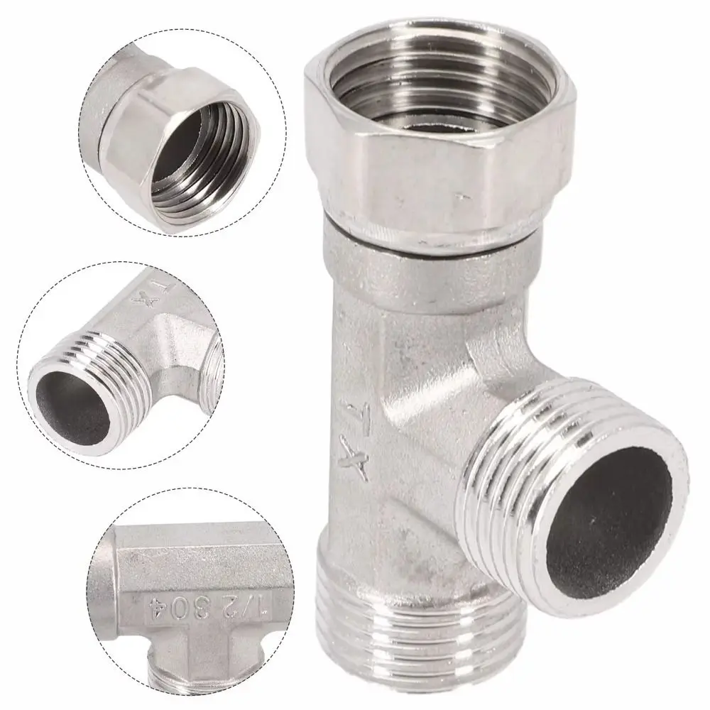 Fitting Stainless Steel 3 Ways Valve Shower Faucet Water Splitter T Adapter Converter Spray Nozzle Shower Valve Toilet